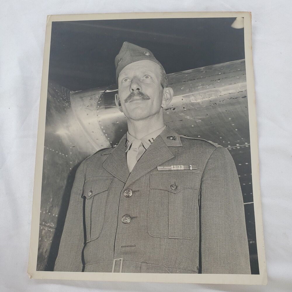 Lindbergh Field San Diego California Marine Portrait 8x10 Vintage Photo Plane